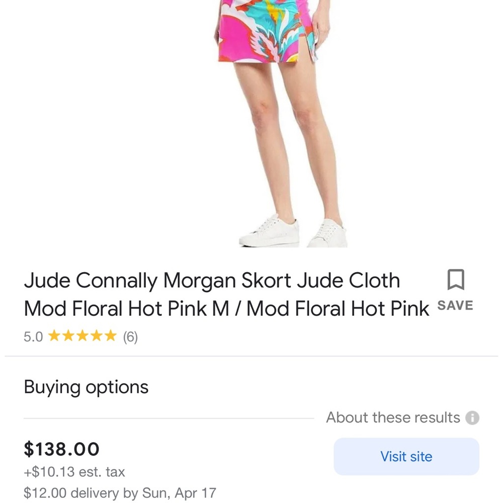 Jude Connally Morgan skort with front zipper Mod floral hot pink multi colored